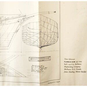1961 Flower Dew Tern Schooner Ship Drawing Blueprint Shelburne Shipbuilding E2J4